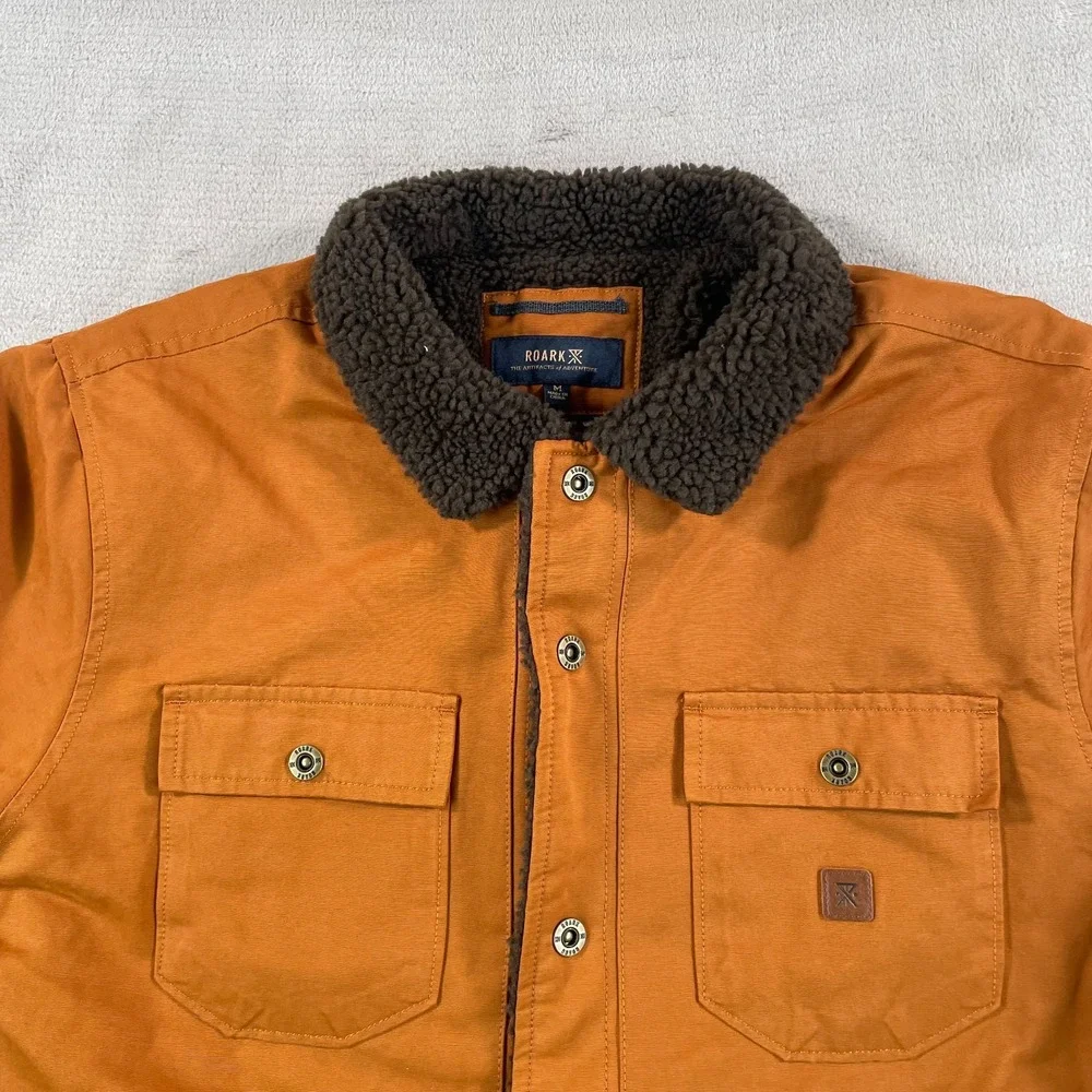 Roark Hebrides Jacket Medium Pecan High Pile Fleece Lined Snap Buttons‎ NWT $140